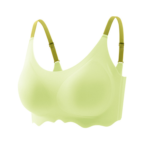 No size underwear for women, fashionable contrasting color glossy seamless vest style comfortable side-cushion sports commuting non-sense bra