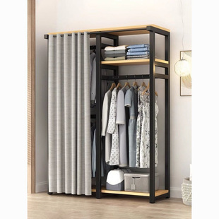 New Storage Wardrobe Open Wardrobe Curtain Bedroom Open Multi-Layer Simple Coat Rack Rental House Factory