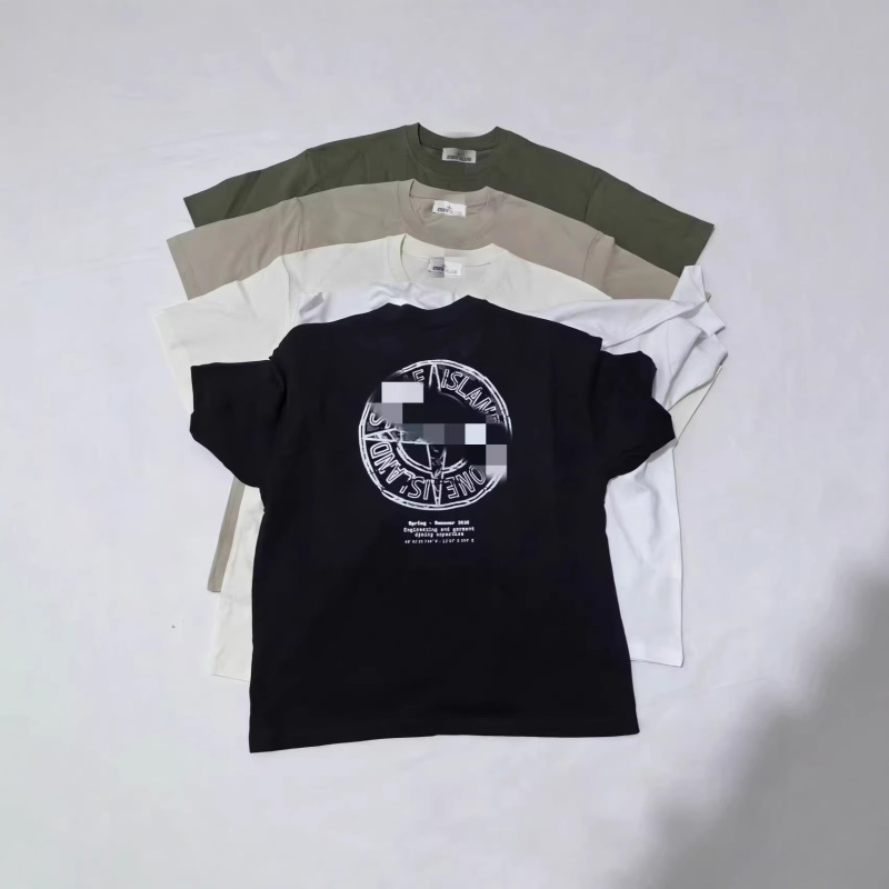 Cross-Border American-Style Stone High-Quality Compass Print Casual Round-Neck Short-Sleeve T-Shirt for Men and Women Trendy Cross-Border American-Style Stone High-Quality Compass Print Casual Round-Neck Short-Sleeve T-Shirt for Men and Women Trendy