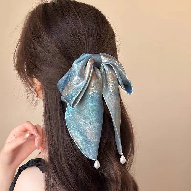 ゴッホの星空スクエアスカーフヘアバンド女性用、高級油絵風サテンスクエアスカーフ、ヘアバンド、ヘッドバンド、アンティークスタイルポニーテールヘア|undefined