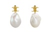 Retro earrings from pearl, European style, simple and elegant design