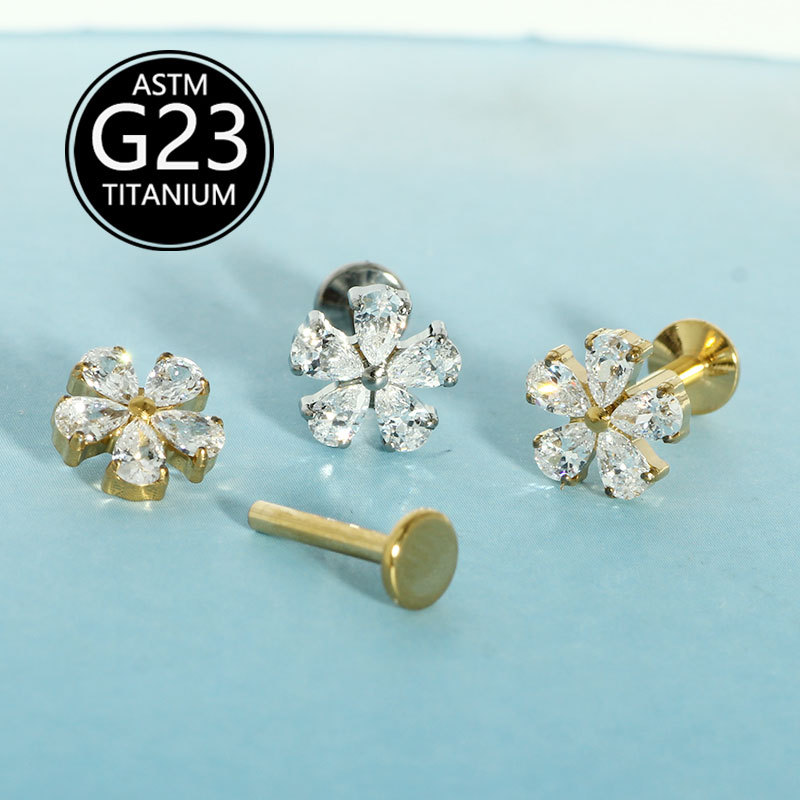 Labret piercing jewelry detail image