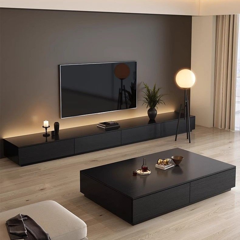 Wabi-Sabi Style Solid Wood Coffee Table Living Room 2025 New Home Light Luxury High-End Small Apartment Coffee Table Tv Cabinet Combination