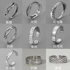 ヒップホップ人差指男性指輪独身指輪復古百合開口指輪insブーム指輪男性調節可能