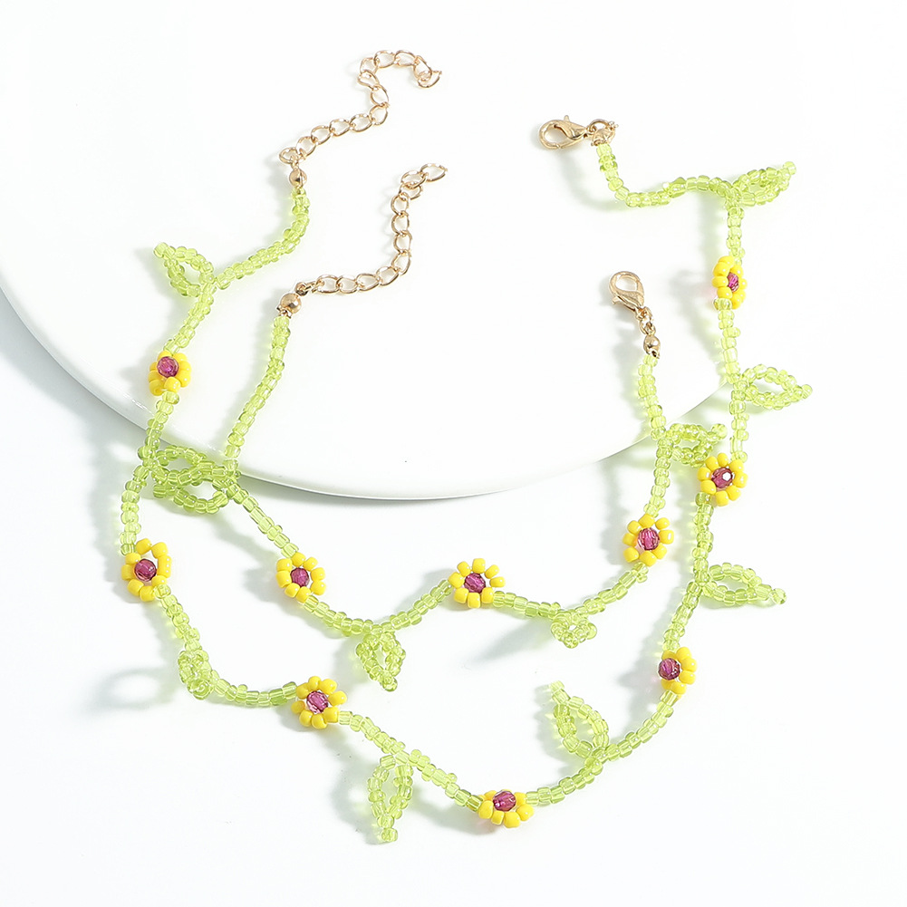 Fashion Miyuki Beads Leaf Flower Clavicle Chain Wholesale Nihaojewelry display picture 10