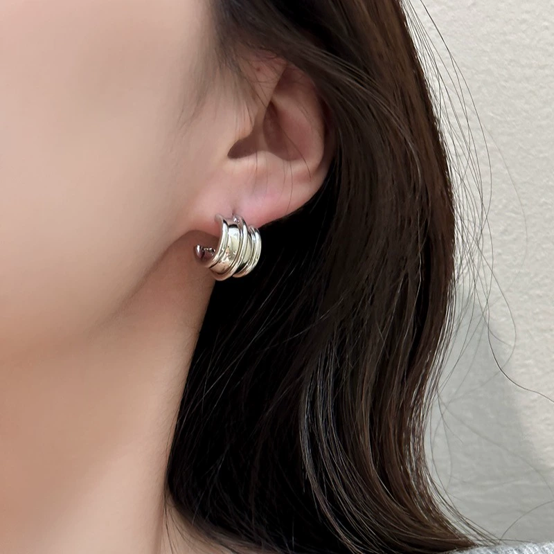 Small design silver needle, earrings, silver 925 sample, simple and elegant design