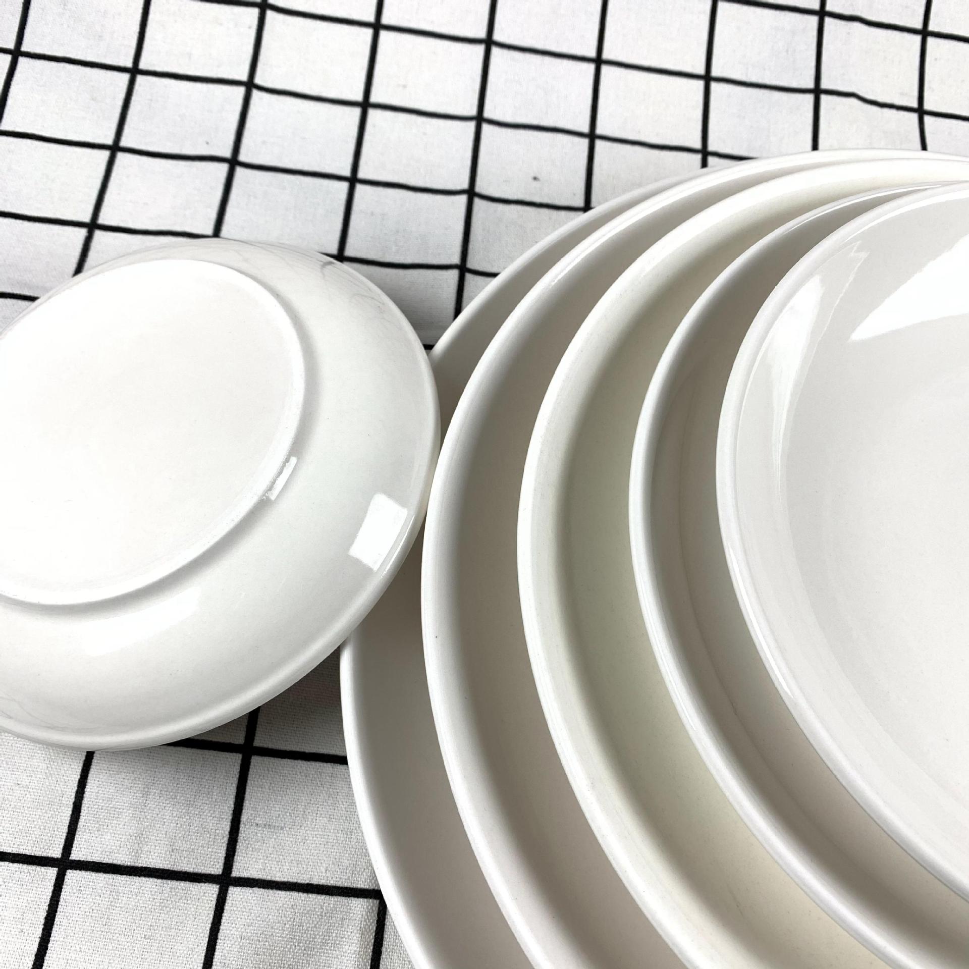 Fábrica directa de hoteles y restaurantes caseros plato de fruta blanca pura 6 pulgadas plato de fruta - 18 pulgadas plato de arroz plato de platos de platos de platos profundos