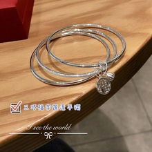 白铜三生三世手镯福字莲蓬镯子民族风女平安铃铛两世欢镯子银饰品