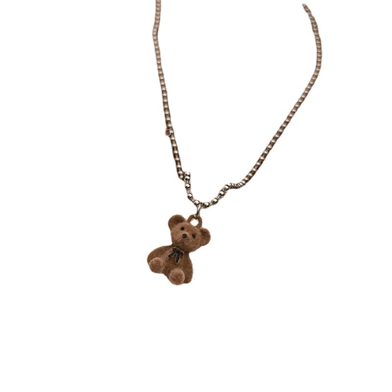 [Té de melocotón] collar de oso 2021 nuevo diseño de nicho femenino sentido estilo ins personalidad de la moda exquisita moda