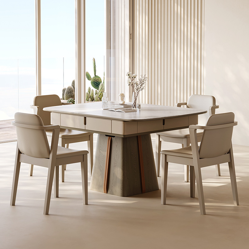 Mesa de comedor de madera maciza mesa de mahjong todo en uno de doble uso, mesa de ajedrez multifuncional para el hogar completamente automática, mesa de comedor combinada de sillas, mesa de comedor