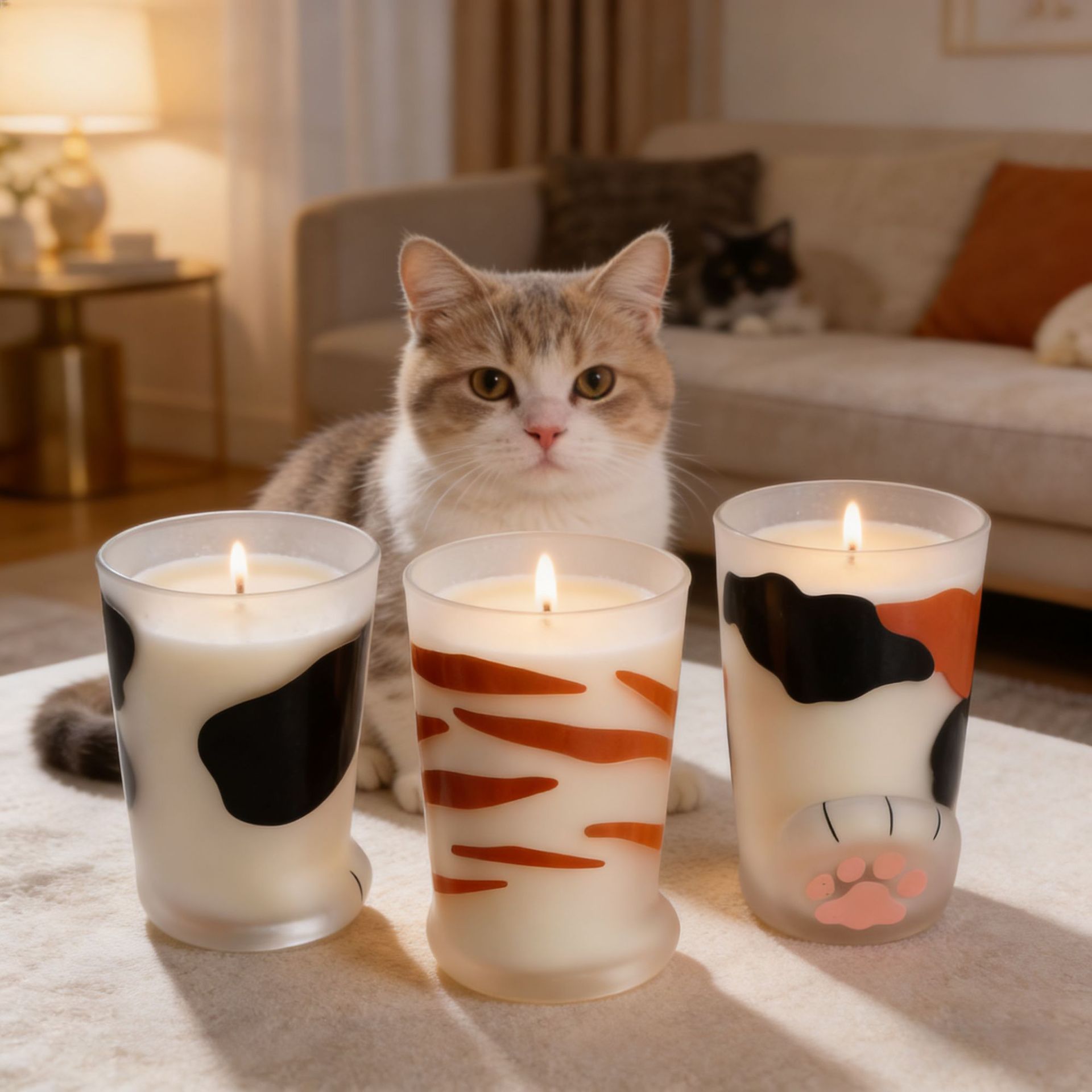 Gato garra taza de cera de cera creativa vidrio esmerilado lindo regalo amigable para mascotas desodorante cera de forma animal original
