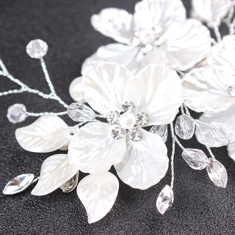 花嫁の結婚式の頭飾りホワイトシェルパターンパールフラワーヘアピン AliExpress クロスボーダーホット販売爆発ヘアアクセサリー|undefined