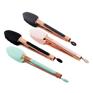 Factory in stock Rose Gold Stainless Steel Food 7 Inch Silicone Food Clip Barbecue Clip Food Clip Bread Clip