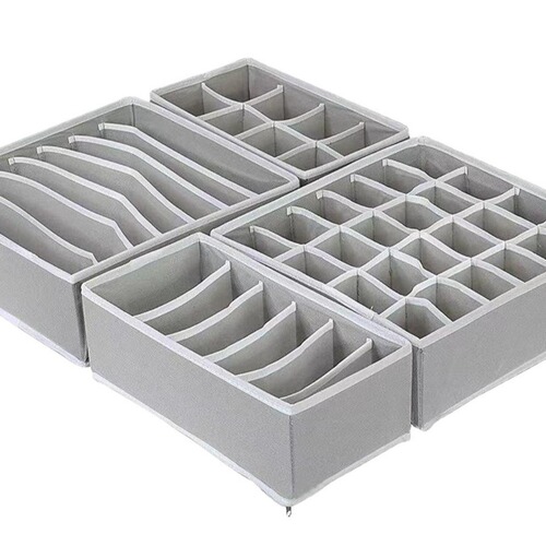 Cross-border Japanese-style home storage non-woven fabric four-piece set storage box fabric storage box bra and underwear organizer