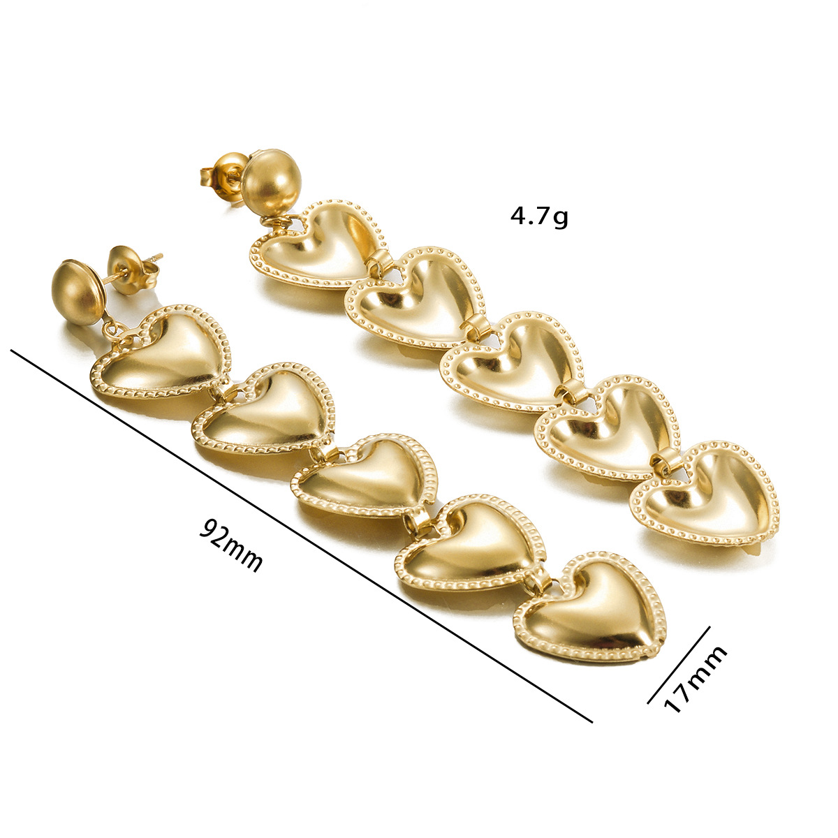 1 Pair Quantity 1 Pair Simple Style Heart Shape Plating Stainless Steel Drop Earrings