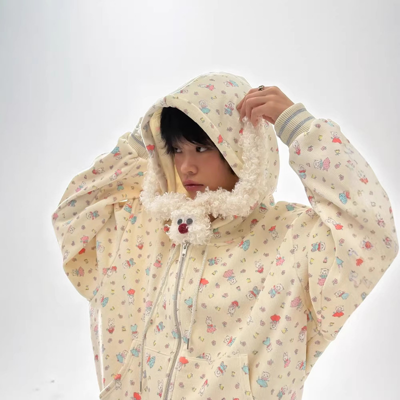 Now Available: Floral Print Lamb and Bunny Set for Women, 2025 Autumn Cute Hooded Scarf Jacket and Straight-Leg Pants Three-Piece Set Now Available: Floral Print Lamb and Bunny Set for Women, 2025 Autumn Cute Hooded Scarf Jacket and Straight-Leg Pants Three-Piece Set