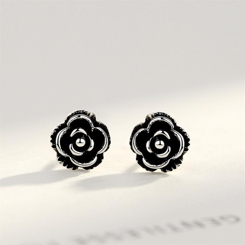 Silver Rose Stud Earrings For Women Personalized Sterling Silver_voghion.com