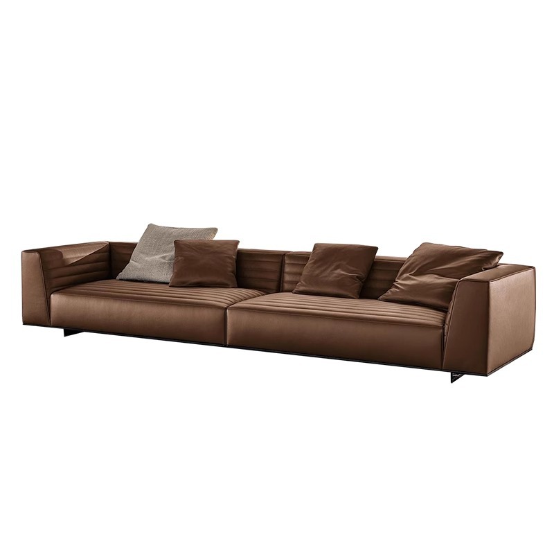 Sofá de cuero minimalista italiano Roger Red Red diseñador simple sala de estar tamaño de casa combinación de sofá recto