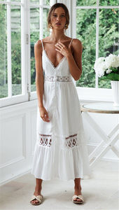 product - wholesale Rayon Stitching Lace Beach Cover-up Sexy Strap Dress Vacation Sun Protection Shirt Beach Cover Up - 1
