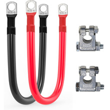 定制 2AWG电池电缆 3/8纯铜凸耳电源逆变器电线组 太阳能房车游艇