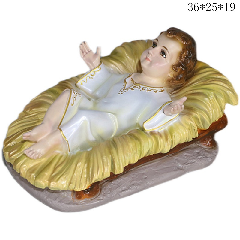 Transfronterizos 36cm Navidad guardería resina Santa iglesia gabinete de televisión escultura de escritorio artesanía 30 - 40