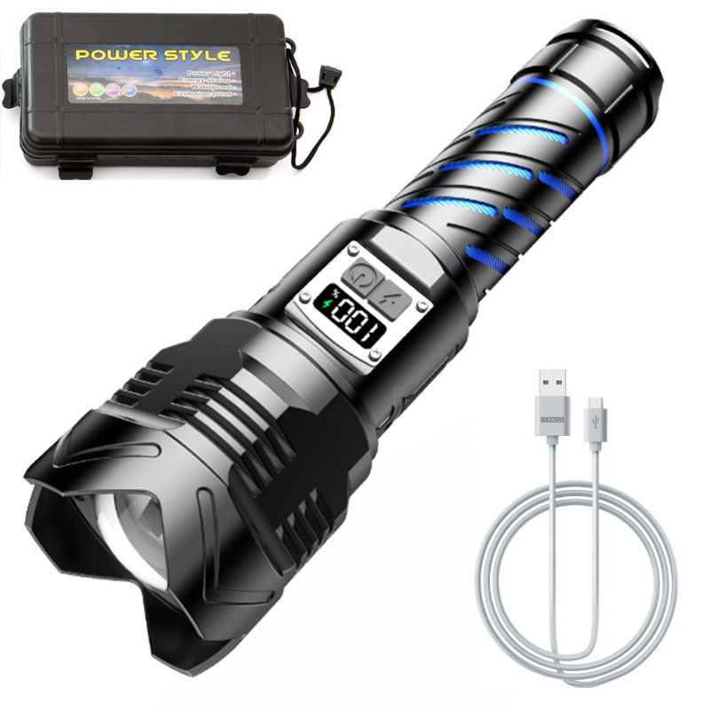 Douyin popular fuerte luz Super brillante recargable larga resistencia linterna zoom al aire libre portátil multi-función táctica láser blanco