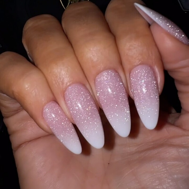 Cross-border Gradient Glitter Wear Armor Foreign Trade French Press Fake Nail Simple Fashion Fake Nail Patch