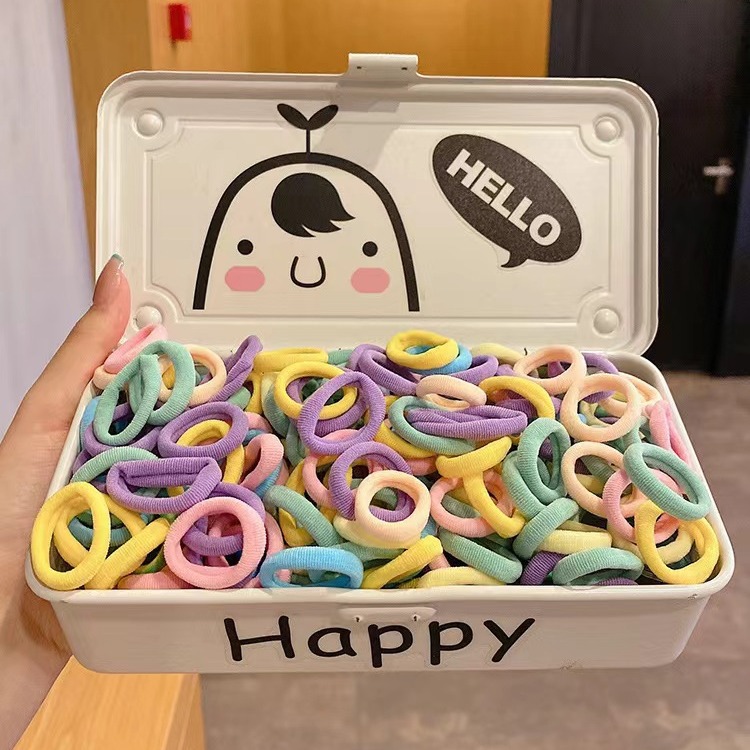 韩版儿童发饰宝宝扎辫子不伤发毛巾圈彩色系精美袋装弹性好尼龙发