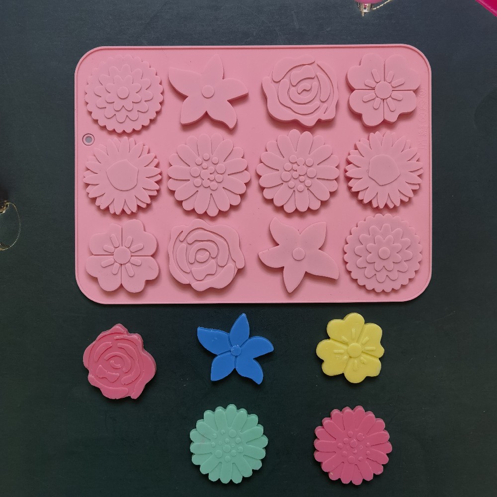 12 flores 287 molde de silicona pudín molde de postre decoración de pastel de cocina para hornear