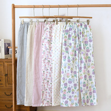 纯棉纱布睡裤春夏季宽松休闲睡衣卡通甜美风可爱大码家居长裤女