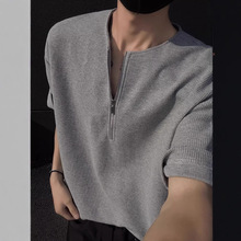 华格夫韩国男装代购轻熟亨利领竖条纹理感秋冬精工打底针织衫毛衣