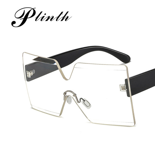 2022新款时尚连体大框太阳镜欧美潮流无框墨镜跨境前卫眼镜凹造型