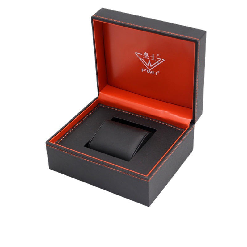 源头厂家直供木盒免费设计PU手表盒多种精美工艺提供打样车线皮盒