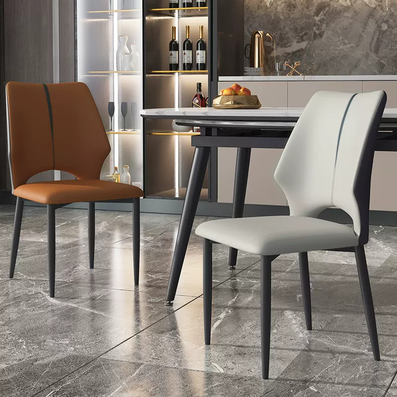 餐椅轻奢高级感北欧餐厅家用猫抓皮凳子意式极简椅子餐桌椅靠背椅