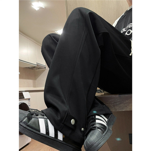 Men's Spring 2024 Trendy American Casual Sport Sweatpants, Cool Loose Straight Leg Wide Leg Casual Pants