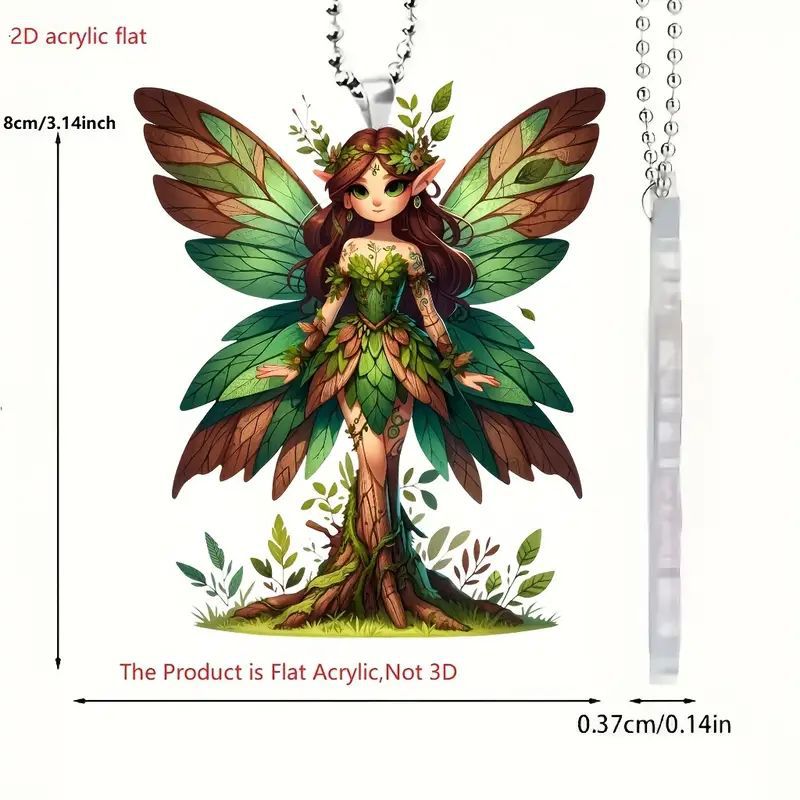 Creativo nuevo bosque mariposa hada colgante acrílico plano transfronterizo decoración interior del automóvil colgante llavero image 6