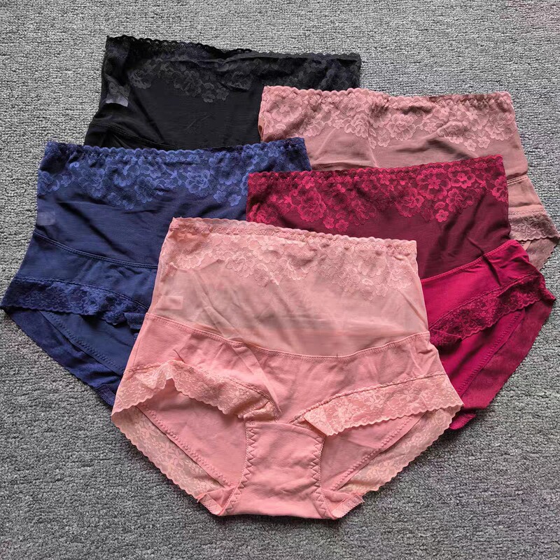 Large version of lace underwear women and cotton stitching sexy transparent mid-high waist hip new summer triangle shorts