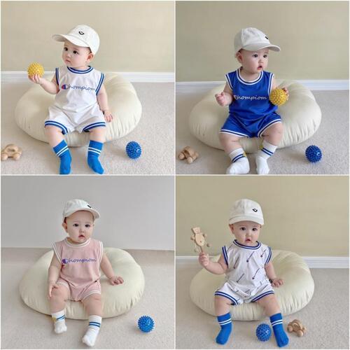 Baby summer vest sleeveless one-piece harem summer jacket for toddlers, boys and girls, thin basketball uniform, sports bag butt jacket