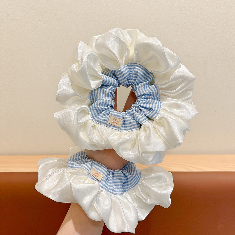 Chica de ballet collar de cabello collar de cabello de encaje a rayas azules de gran tamaño de alta sensación japonesa collar de cabello de cabello dulce