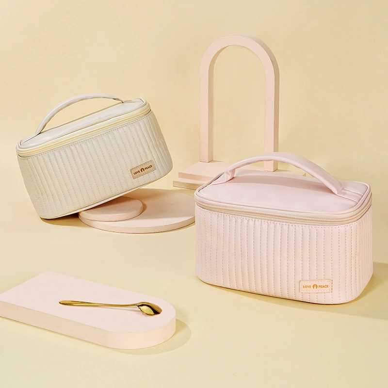 Polyurethane handheld cosmetic bag, capacious organizer bag, high-quality style