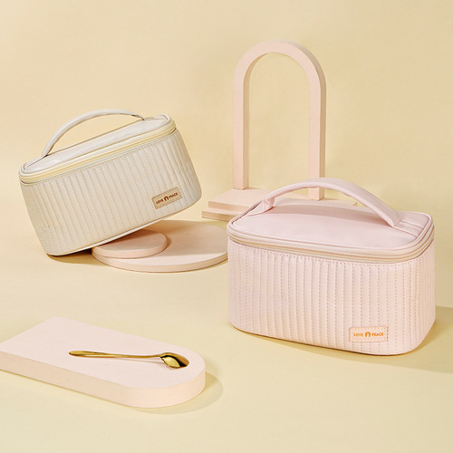 New open lid cake cosmetic bag PU solid color portable toiletry bag cosmetics portable storage bag cosmetic bag wholesale