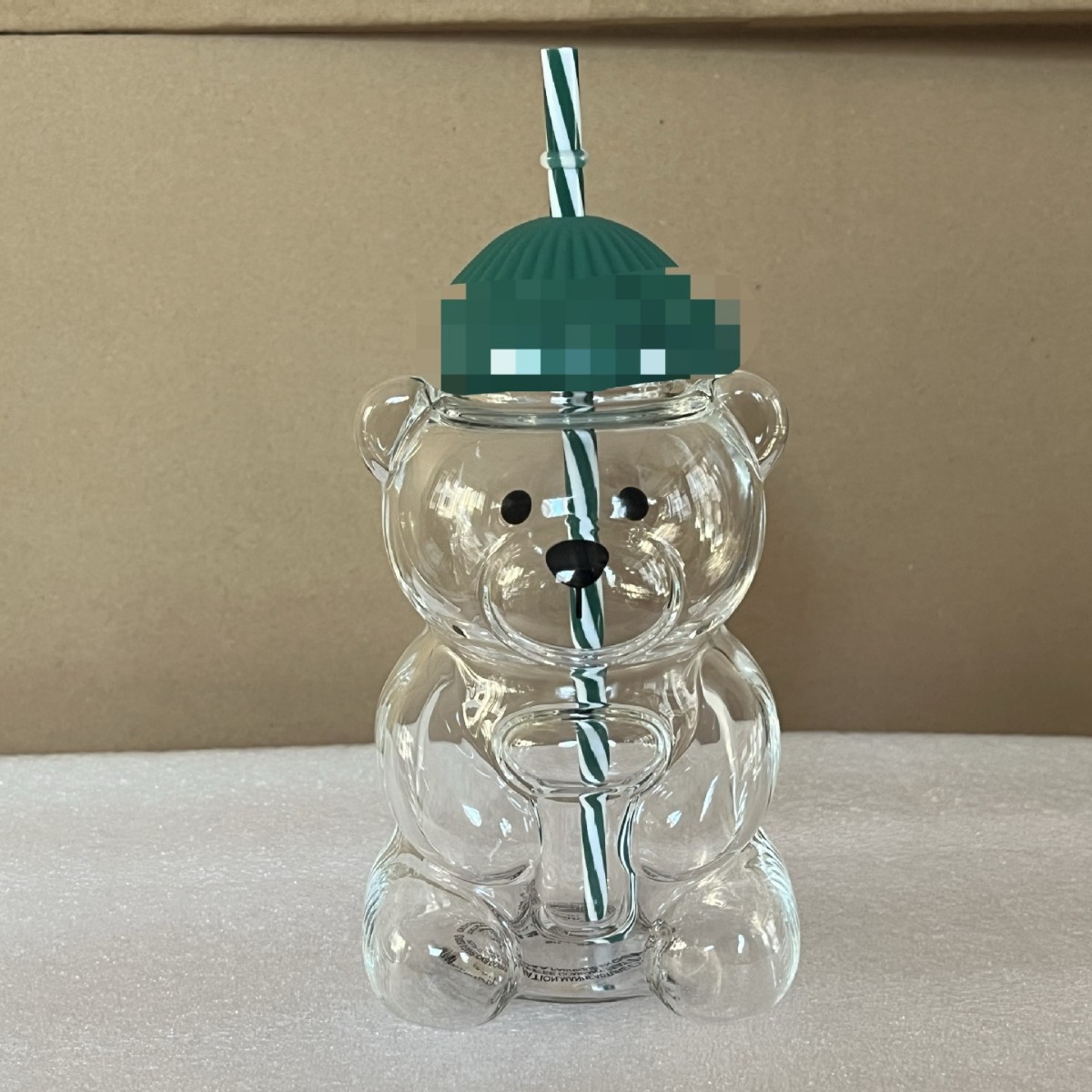 Taza de paja de oso 590ML taza de agua con tapa taza de té de leche encantadora taza de jugo resistente al calor de dibujos animados portátil