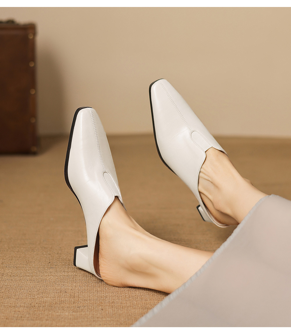 Sandal cao gót nữ mũi nhọn quai ngang gót 5 cm — đen chi tiết 8