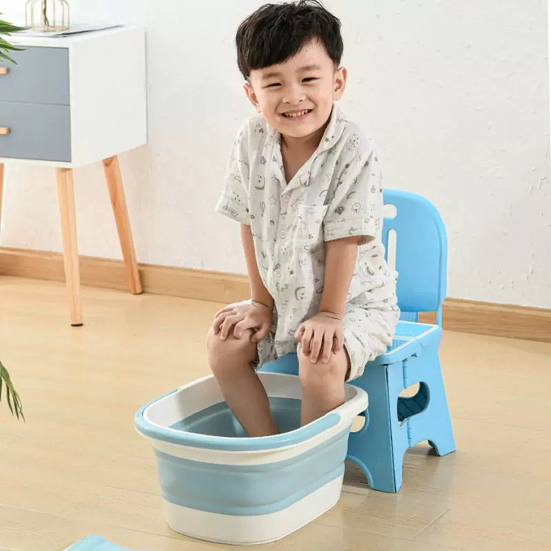 可折叠儿童泡脚桶 塑料足浴盆 按摩洗脚桶 便携式洗脚盆批发