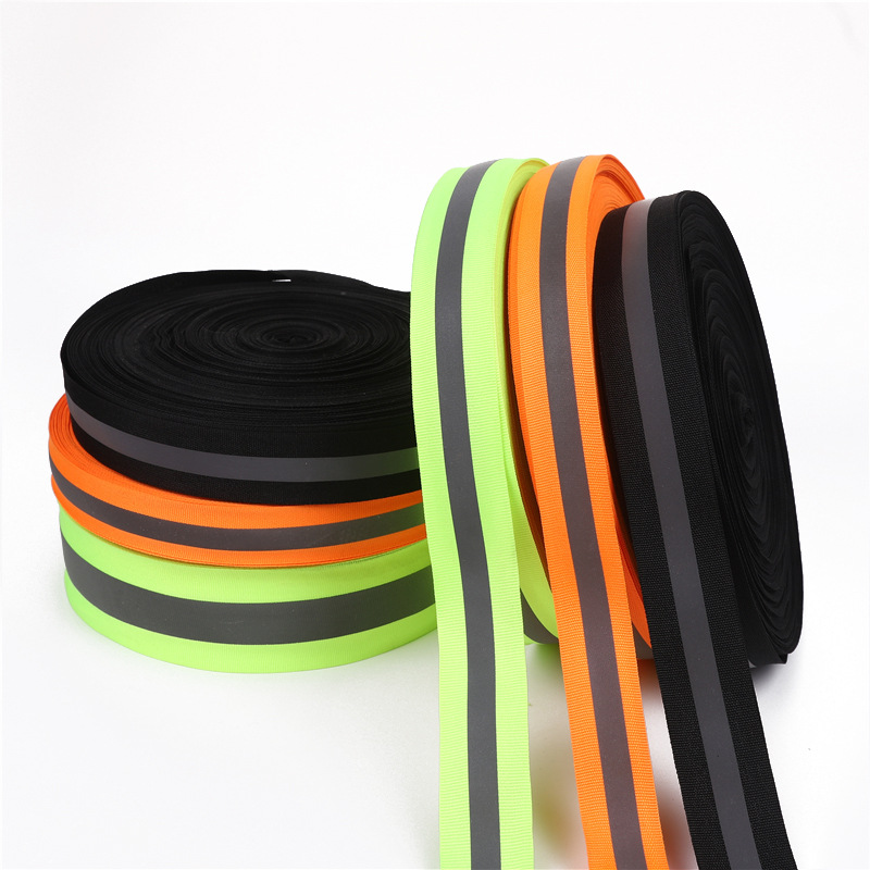 Envío gratis de fábrica 5CM brillante fluorescente naranja cinta reflectante advertencia de saneamiento equipaje accesorios de ropa cinta reflectante