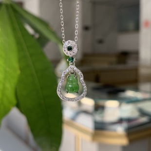 Natural Jade Gourd Pendant s925 Sterling Silver New Chinese Style National Style Niche Design Exquisite Small Light Luxury Accessories for Women