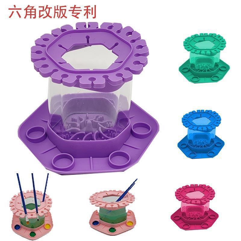 Cepillo limpiador hexagonal extraíble drenaje niños graffiti pintura pluma de silicona herramienta arte suministros