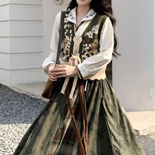 新中式国风针织马甲女春秋季新款汉元素重工撞色小个子马甲上衣女