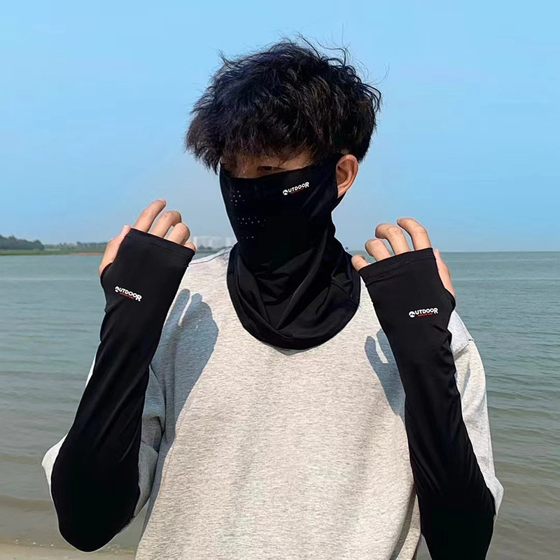 Ciclismo conjunto de pesca guantes de hielo sombrero protector solar máscara de sombrero protector solar máscara de manga para hombres