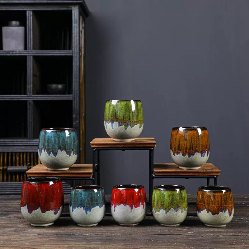 陶瓷窑变浓缩咖啡杯套装日式茶杯主人单杯创意大肚水杯亚马逊爆款